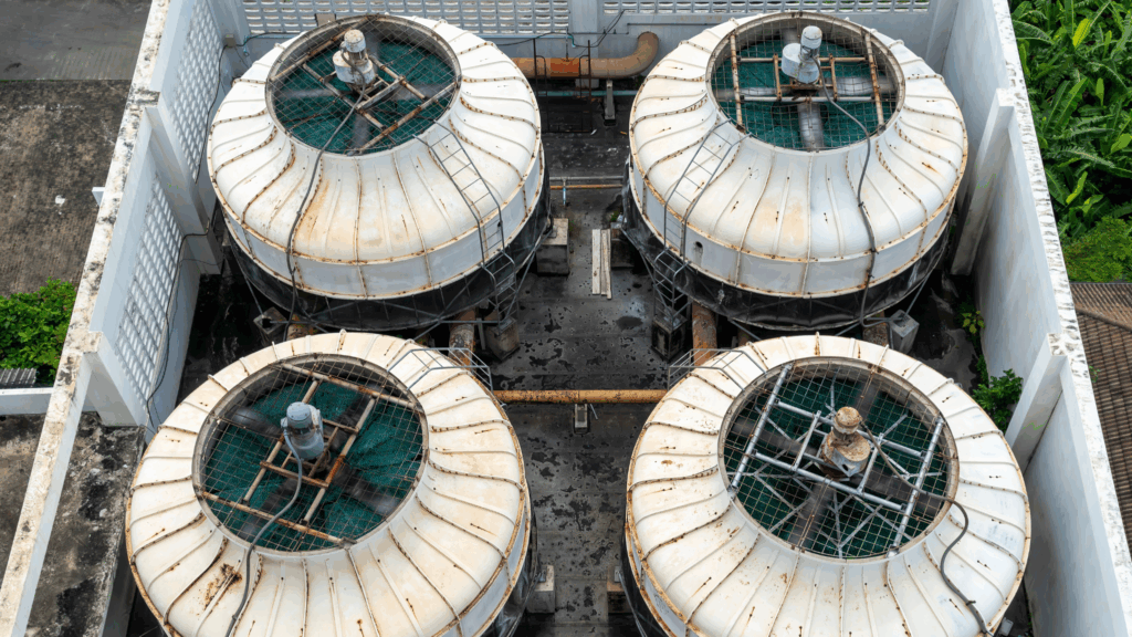 Cooling tower freeze protection system preventing ice buildup during winter operation