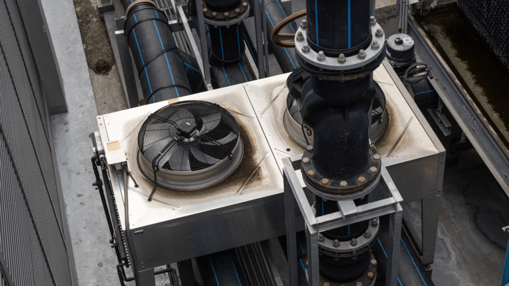 Cooling tower and industrial water system used in hospital water treatment for Legionella control